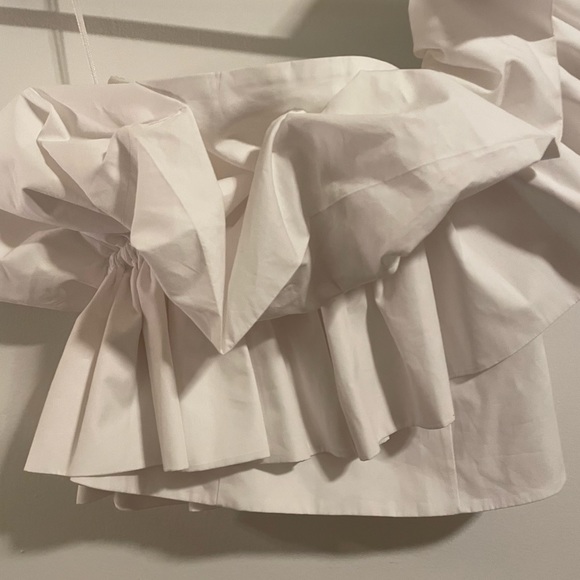 Rare! Zara Blogger White Cotton Poplin Ruffle One Shoulder Bustier Top S - Picture 8 of 11
